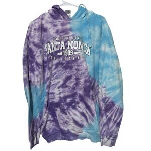 Santa Monica Hoodie 2XL Tie Dye Sweatshirt Purple Blue California Beach